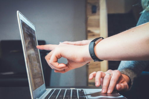 person using laptop